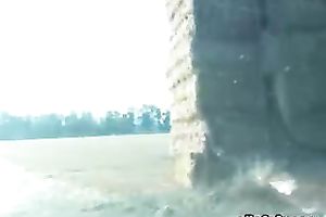 Fine looking country horny white wife gives me head and receives drilled in barnyard