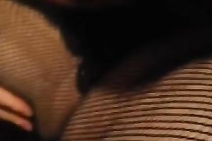 Red haired CD in hot dark fishnet stuff was so into engulfing my buddy