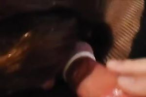 Red haired CD in hot dark fishnet stuff was so into engulfing my buddy