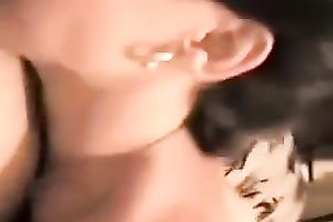 Amazing vibrator addicted brunette hair girlie of my buddy gives him head