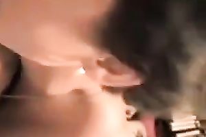 Amazing vibrator addicted brunette hair girlie of my buddy gives him head