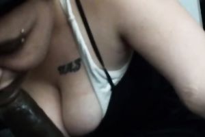 Short haired tattooed and large breasted white lady bowed and gave a great oral-sex