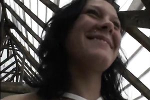 Two brunette hair bitch finally find place for their lesbo joys