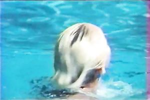 Insatiable and lustful golden-haired beauties in the pool attracted to every other