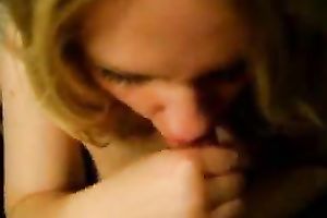 My pretty blond chick sucks my pecker and takes biggest facial