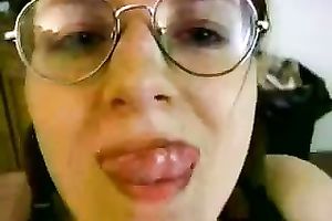 Chubby nerdy black cock sluts from library is a wild cum eating wench
