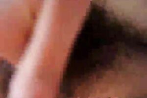 Cute Korean dark brown skank masturbates her bushy love tunnel