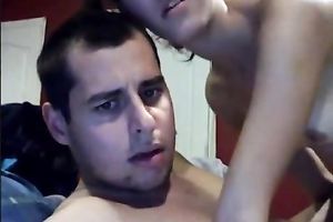 Young redhead GF receives wild topping my rod on cam chat