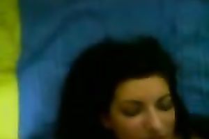 Sassy brunette hair housewife with gorgeous face got giant facial jizz flow