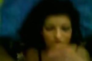 Sassy brunette hair housewife with gorgeous face got giant facial jizz flow