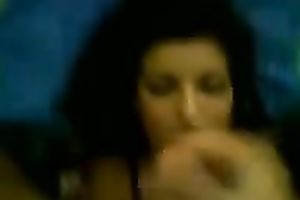 Sassy brunette hair housewife with gorgeous face got giant facial jizz flow