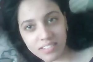 Cute dark brown legal age teenager girlfriend sensually licks the tip