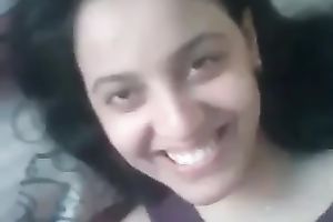 Cute dark brown legal age teenager girlfriend sensually licks the tip