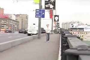 Just an amateur dark brown playgirl in jeans peeing in her panties in public