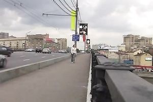 Just an amateur dark brown playgirl in jeans peeing in her panties in public