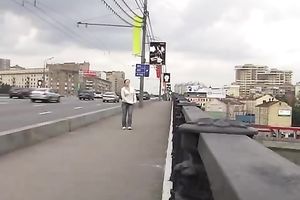 Just an amateur dark brown playgirl in jeans peeing in her panties in public