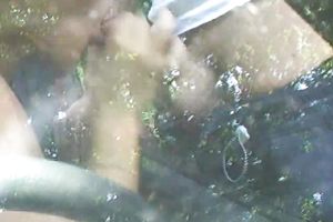 Dude gratifying his raunchy fetish with his girlfriend outdoors