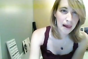 Alone and excited golden-haired haired cam nympho teased her own vagina