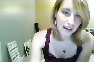 Alone and excited golden-haired haired cam nympho teased her own vagina