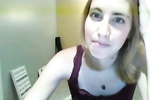 Alone and excited golden-haired haired cam nympho teased her own vagina