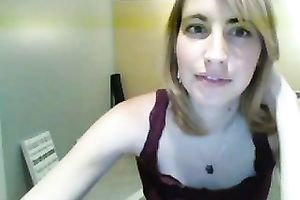 Alone and excited golden-haired haired cam nympho teased her own vagina