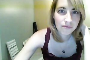 Alone and excited golden-haired haired cam nympho teased her own vagina