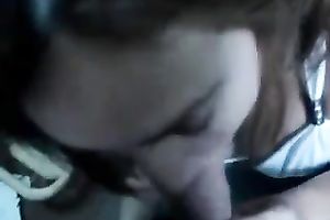 My charming brunette hair GF sucks my wang playfully in homemade POV