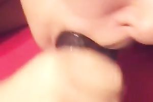 My dark paramour feels pleased to acquire his dong sucked by me