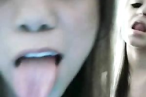 Tight and youthful web camera lesbies diddle every other's snatches for me