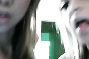 Tight and youthful web camera lesbies diddle every other's snatches for me