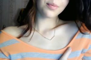 Really carnal masturbation show performed by enjoyable and cute brunette hair