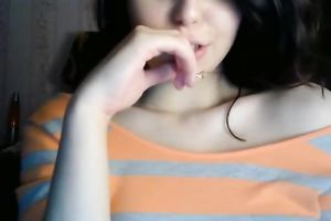 Really carnal masturbation show performed by enjoyable and cute brunette hair