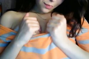 Really carnal masturbation show performed by enjoyable and cute brunette hair