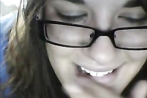 Foureyed sexpot showing her hawt gazoo and fur pie on web camera show