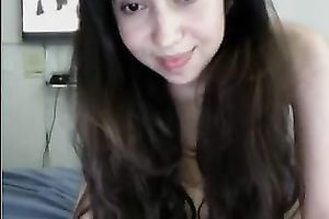 My kinky web camera girlfriend is jerking off her fur pie