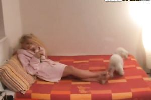 Gorgeous breasty golden-haired legal age teenager masturbates in sexy bathtub