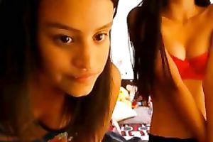 Two sexually excited skinny and hawt brunette hair livecam beauties please me with undress show