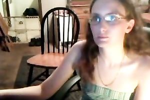 Nerdy web camera skank toys and fists her large screwed up muff