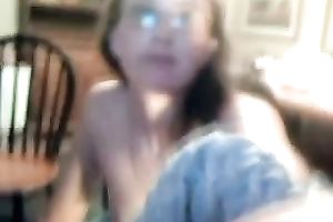 Nerdy web camera skank toys and fists her large screwed up muff