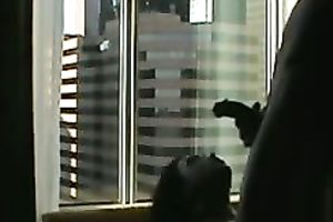 Standing by the window getting her wet pussy fucked hard by bbc.