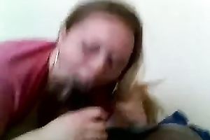 My breasty blonde honey works on my BBC with her throat and hands