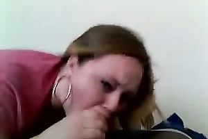 My breasty blonde honey works on my BBC with her throat and hands