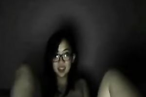 Nerdy non-professional skinny dark brown flashed her boobs and nude body