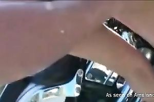 Busty dark brown bitch gives me head outdoors and receives facial