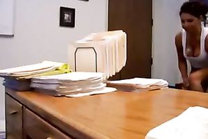 Slutty office housewife undressed her gazoo whilst being drilled missionary on the table