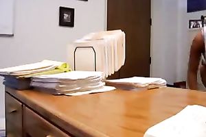 Slutty office housewife undressed her gazoo whilst being drilled missionary on the table