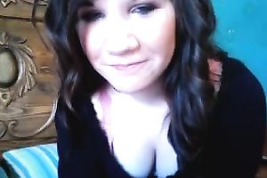 Cute brunette hair legal age teenager teases me on web camera and masturbates