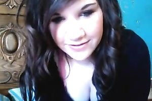 Cute brunette hair legal age teenager teases me on web camera and masturbates