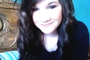 Cute brunette hair legal age teenager teases me on web camera and masturbates