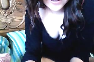 Cute brunette hair legal age teenager teases me on web camera and masturbates